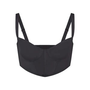 NWT Skims Logo Shine Demi Corset Bra In Onyx Black